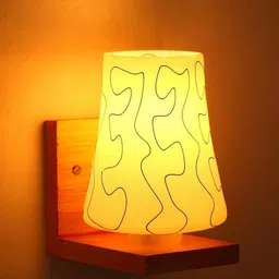 1ST TIME Black & White Printed Wood Contemporary Frustum Shaped Wall Lamp image 3