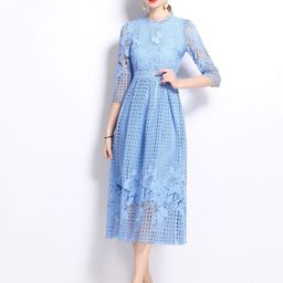 JC Collection Floral Self Design Schiffli Detail Fit and Flare Midi Dress-picture-27