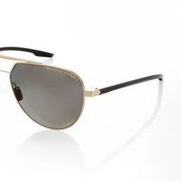 PORSCHE DESIGN Men Grey Lens & Gold-Toned Aviator Sunglasses with image 5