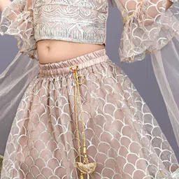 satyamfab Girls Floral Embroidered Gotta Patti Ready to Wear Lehenga & Choli With Dupatta image 4