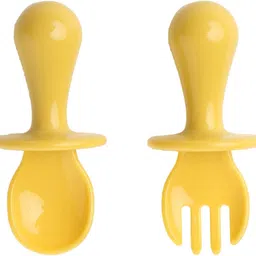 guchigu Baby Self Feeding Spoon & Fork Set , Anti- Chocking spoon Set with Storage Box - silicone image 2