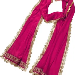 navti creations Velvet Embellished Pink, Gold Men Dupatta image 4