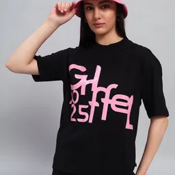 GRIFFEL Women Printed Pure Cotton Pockets T-shirt-image-74