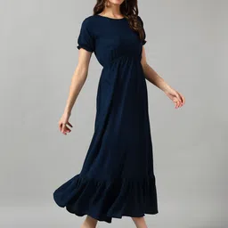 Raiyani Fashion Women Solid Round Neck Flared Fit and Flare Dress-image-16
