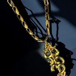 AKLINA Unisex Gold-Plated Contemporary Shaped Om Trishul Pendants With Chains-picture-29