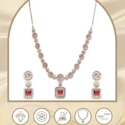 TRINK Rhodium-Plated American-Diamond Studded Jewellery Set image 5