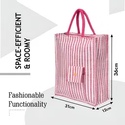 Aura Unisex Set Of 3 Striped Jute Oversized Shopper Jute Tote Bags image 4