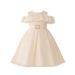 StyleCast x Revolte Girls SolidPleated Cold-Shoulder Georgette A-Line Midi Dress-picture-10