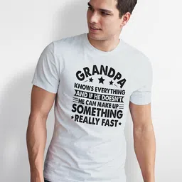 Seekbuylove Men Bio Finish Grandpa Knows Everything Round Neck Pure Cotton T-shirt image 2