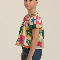 Vero Moda Girls Print Puff Sleeve Cotton Top image 3