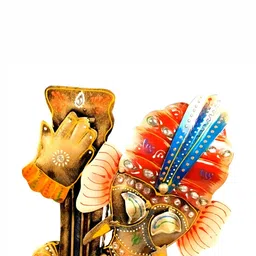 apka mart Brown & Red Iron Printed Ganesha Showpiece image 3