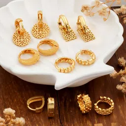 SHREE KRISHNA SHOPPING Unisex Gold-Plated Brass Earrings-picture-20