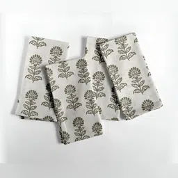 Vargottam 12-Pcs Off White & Grey Printed Cotton Table Napkins image 3