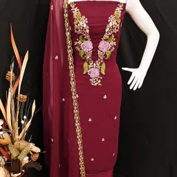 BlissFlair Art Silk Unstitched Dress Material image 2