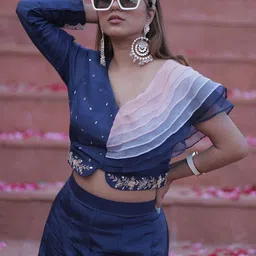 GloballyRonakRBafna Asymmetric Embellished Top With Palazzos Co-Ords image 2