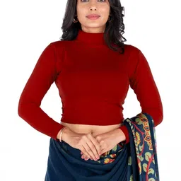 Abhi High Neck Long Sleeves Stretchable Saree Blouse-picture-32