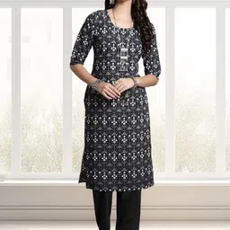 SZN Women Ethnic Motifs Printed Regular Kurta with Trousers image 5