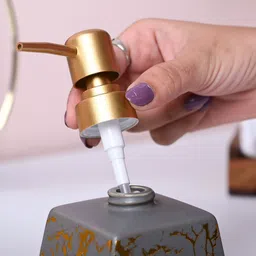 MARKET99 Grey & Gold-Toned Abstract Printed Glossy Ceramic Soap Dispenser image 3