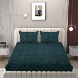 Bromwick Royal Collection Green Printed Cotton 250 TC Queen Bedsheet Set 2.54 x 2.28 m-image-18