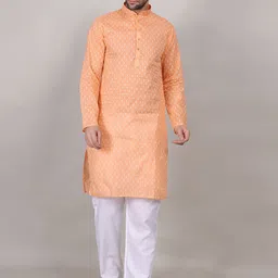 4u Fashion Geometric Woven Design Mandarin Collar Cotton Straight Kurta-picture-23