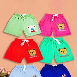 MINIMAMA Kids Pack of 6 Graphic Printed Regular Fit Mid-Rise Regular Shorts-picture-35