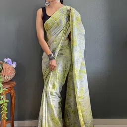 HERE&NOW Floral Pure Chiffon Ready to Wear Jamdani Saree image 3