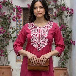 Rangita Floral Embroidered Thread Work Straight Short Kurti-picture-18