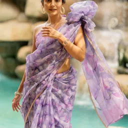 kalini MIRCHI FASHION Floral Print with Gota Work Organza Ready to Wear Saree-picture-11