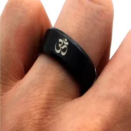 DIVASTRI Black Om Engraved Finger Ring image 3