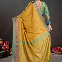 Mitera Woven Design Zari Silk Blend Kanjeevaram Saree image 3