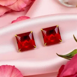 AccessHer Brass Contemporary Crystal Studs Earrings-picture-26