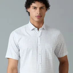 MARK & ALBERT India Slim Fit Checked Spread Collar Cotton Formal Shirt-picture-12