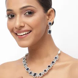 TRINK Rhodium-Plated American Diamond Studded Jewellery Set-picture-25