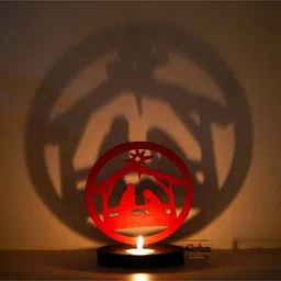ecraftindia Red Wood Tea Light Candle Holder image 4