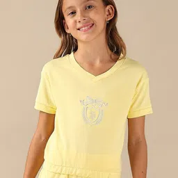 U.S. Polo Assn. Kids Girls Graphic Printed V-Neck Cotton T-shirt-picture-46