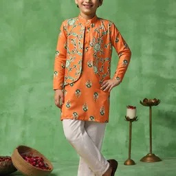 Sangria Boys Printed Kurta Set With Jacket-picture-28