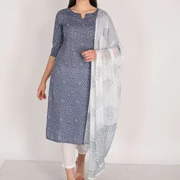 KALINI Women Bandhani Printed Regular Pure Cotton Kurta with Pyjamas & With Dupatta-picture-11