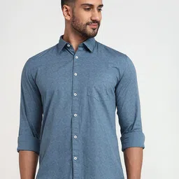 Parx Men Slim Fit Micro Ditsy Printed Spread Collar Pure Cotton Casual Shirt-picture-42