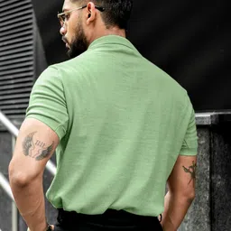Maniac Men Self Design Polo Collar Cotton Slim Fit T-shirt image 2