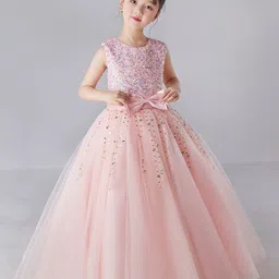 JC SPARKLE Girls Embellished Sleeveless Bow Details Maxi Dress-picture-38