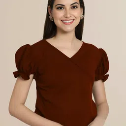 Mast & Harbour Women Pack of 2 Square Neck Puff Sleeves Peplum Top image 3