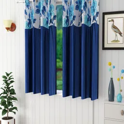 Homefab India Navy Blue Set of 2 Floral Window Curtain-picture-29