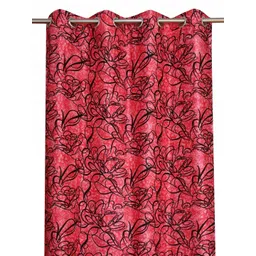 Homefab India Maroon & Black Set of 2 Window Curtain image 5