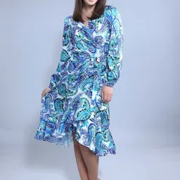 French Theory Floral Print Puff Sleeve A-Line Midi Dress-picture-13
