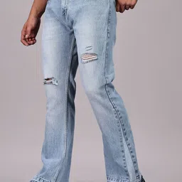 FOUL CHILD Men Flared Mid-Rise Mildly Distressed Heavy Fade Non Stretchable Jeans image 5