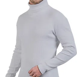 saava Men Solid Turtle Neck Grey Sweater image 4