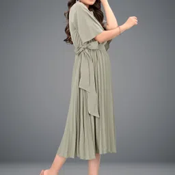 deklook Women Pleated Silver Midi/Calf Length Dress image 3