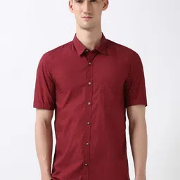 Peter England Casuals Men Spread Collar Solid Cotton Slim Fit Casual Shirt-picture-22