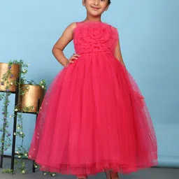 Toy Balloon kids Girls Solid Embellished Corsage Sleeveless Fit & Flare Maxi Dress-picture-35