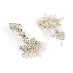 Priyaasi Gold-Plated Contemporary Kundan Drop Earrings image 4